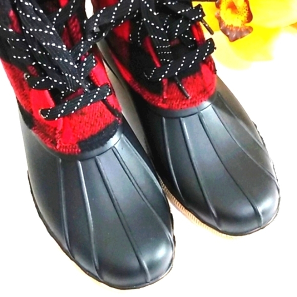 ALPINE WOODS BLACK RED BUFF SHERPA ANKLE BOOTS SIZE 7 NWOT - Picture 2 of 8